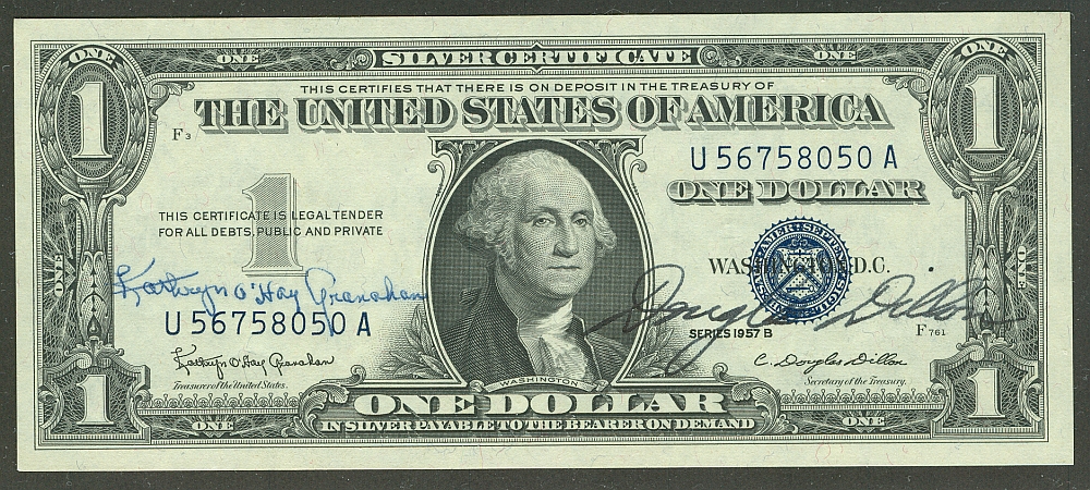 Fr.1621, 1957B $1 Silver Certificate, Double Autograph: Granahan-Dillon